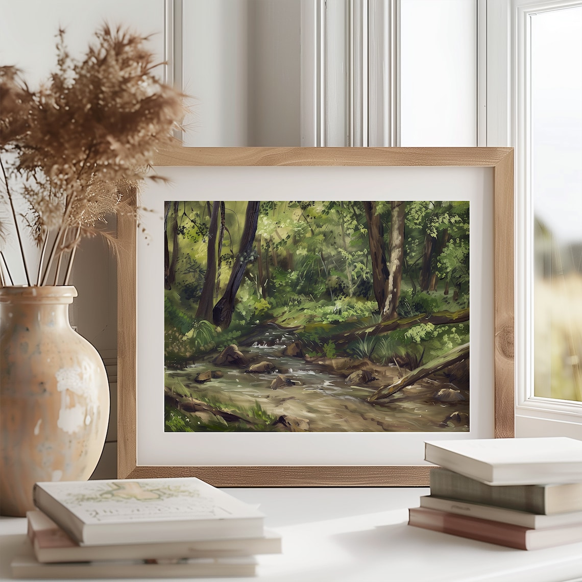 Forest Stream Art Print, Rustic Woodland Scene - Image 2