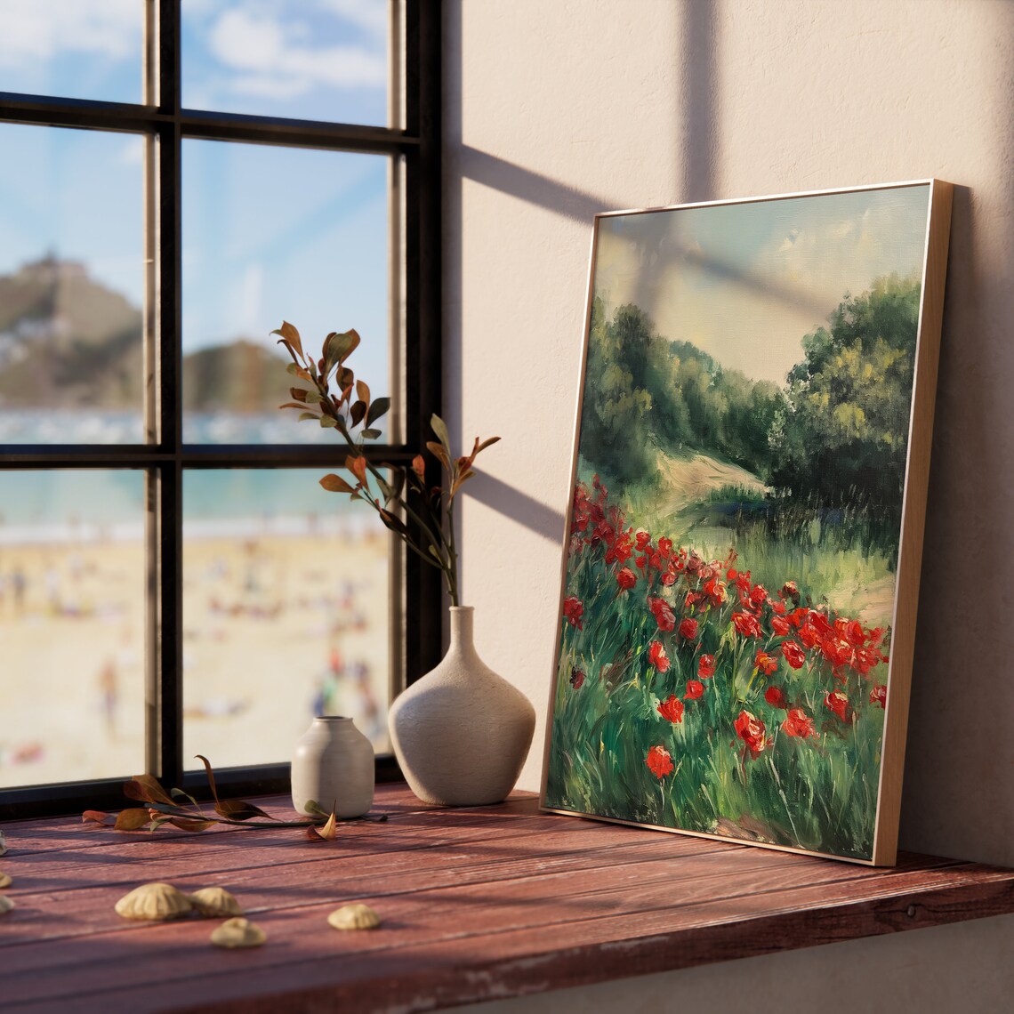 Red Poppies Lush Green Meadow Summer Bloom Countryside Poster - Image 5