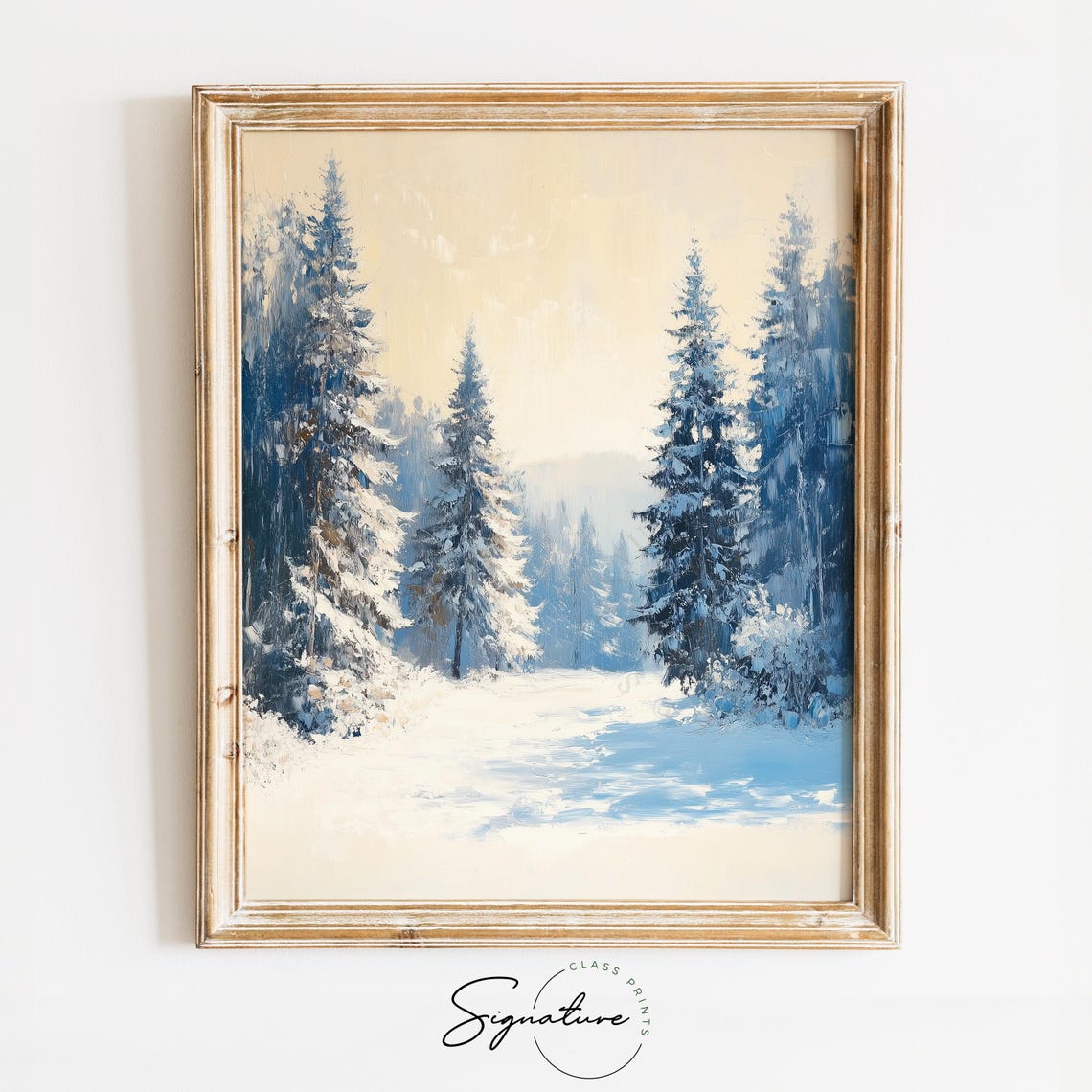 Snow Covered Fir Trees In Winter Landscape Rustic Art Poster