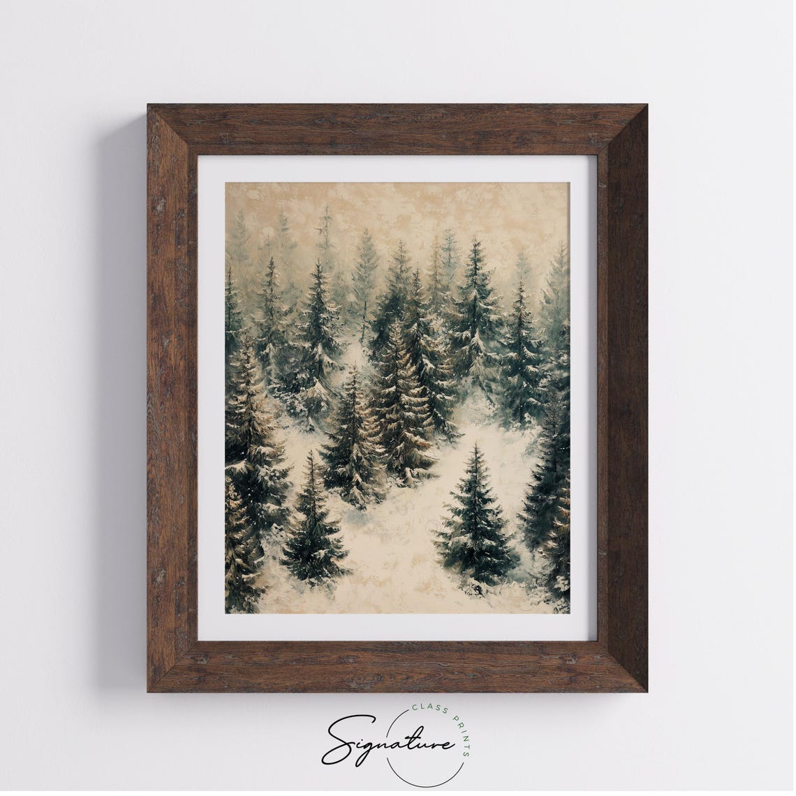 Tall Snowy Pines Framing a Sunlit Winter Valley Vista Poster - Image 3