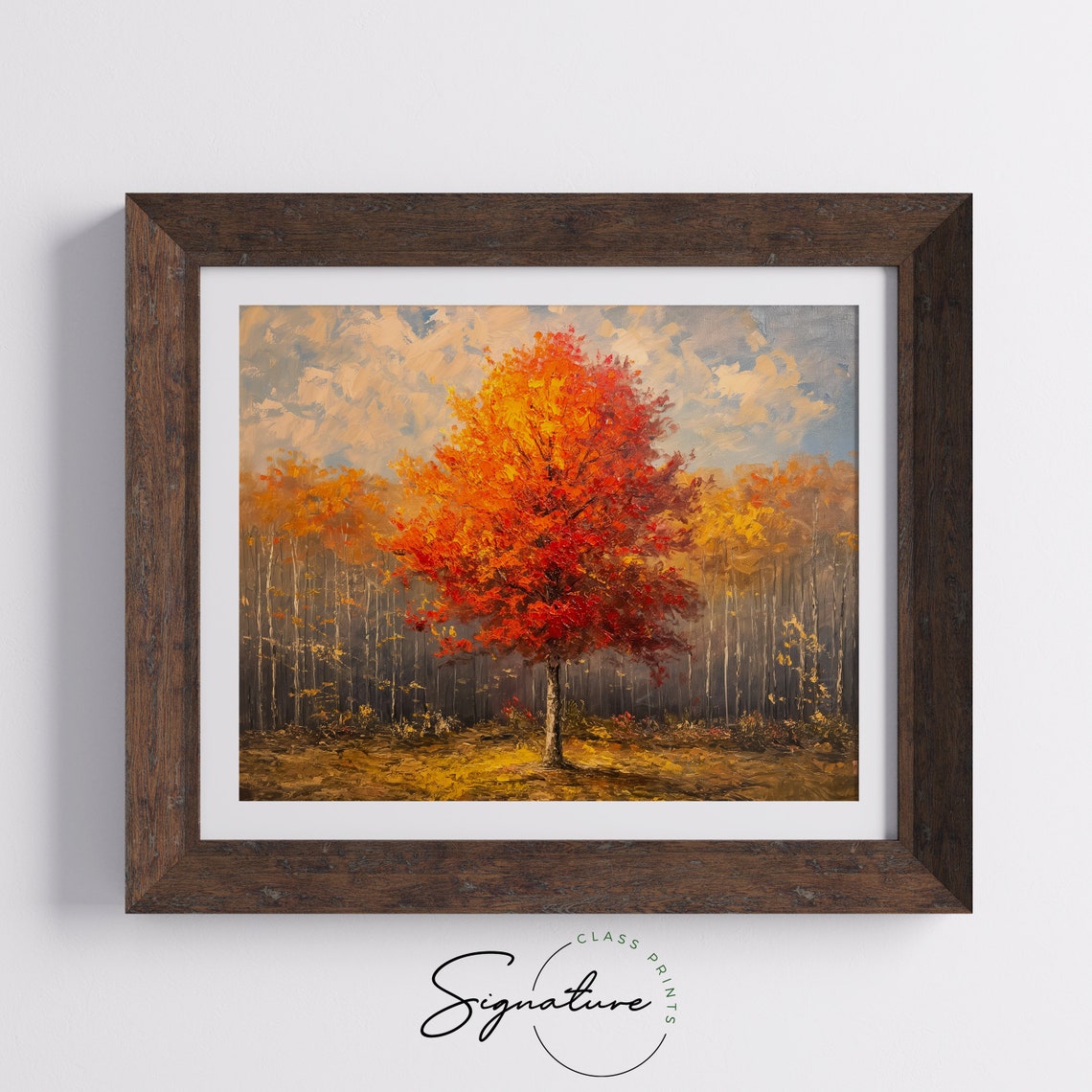 Red Autumn Tree Forest Painting Warm Fall Foliage Nature Wall Poster - Image 5
