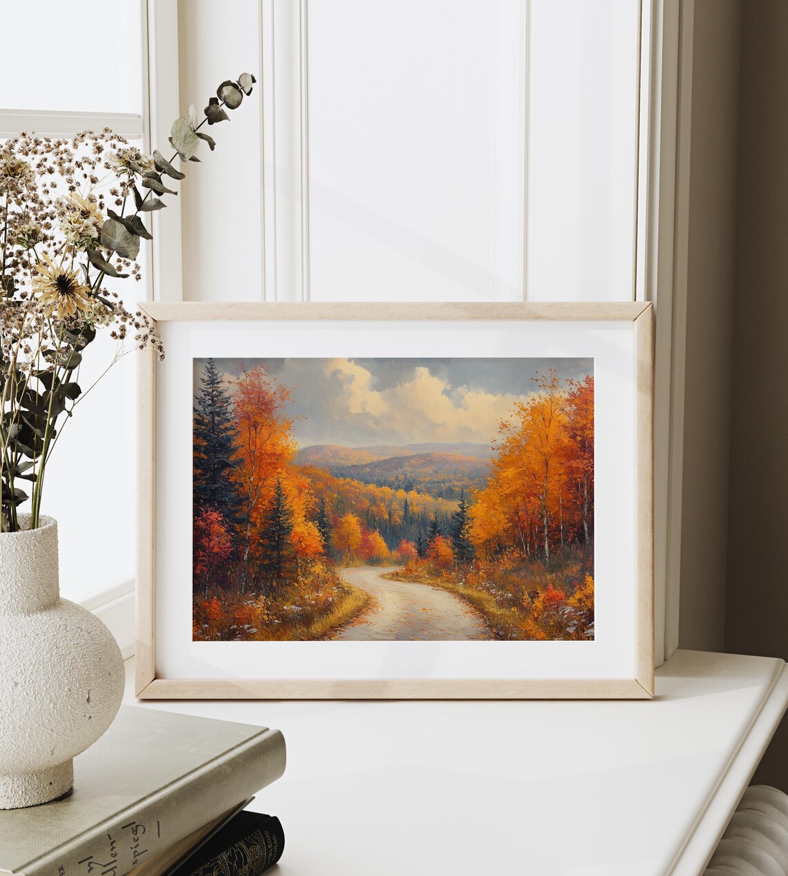 Winding Autumn Road Through Pine Forest Mountain Country Print - Image 6