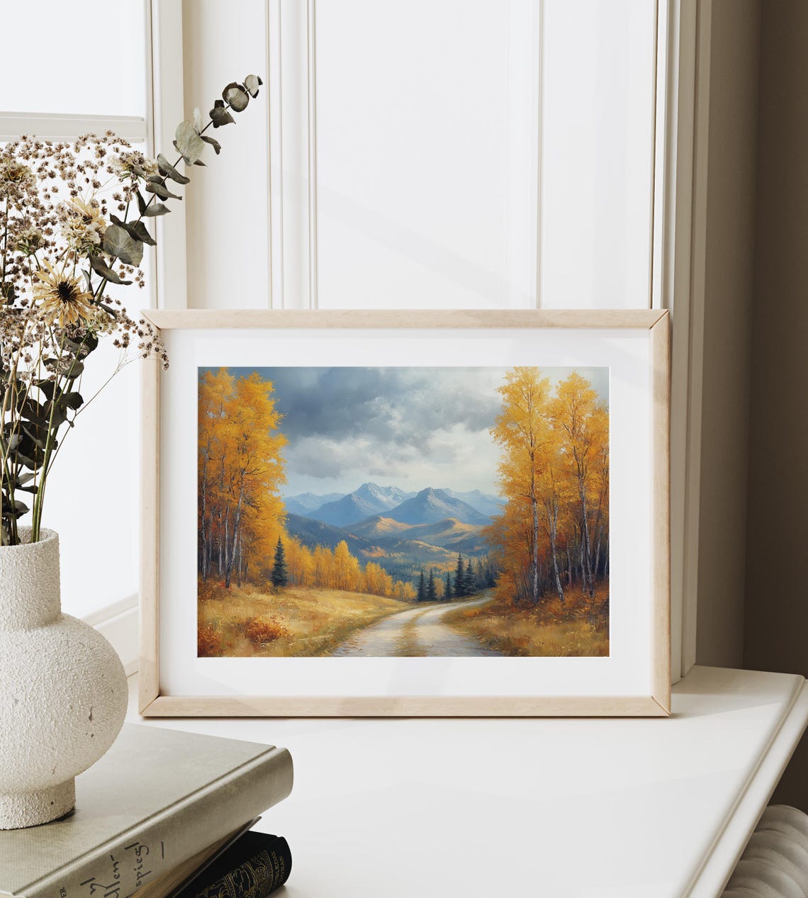 Golden Aspen Road Mountain Valley Oil Painting Autumn Poster - Image 6