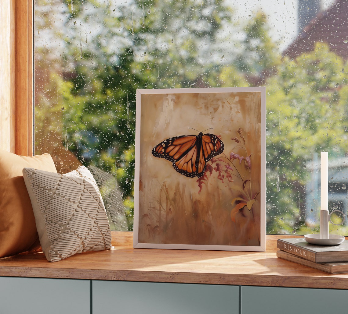 Monarch Butterfly Resting on Milkweed in Warm Autumn Glow Poster - Image 2