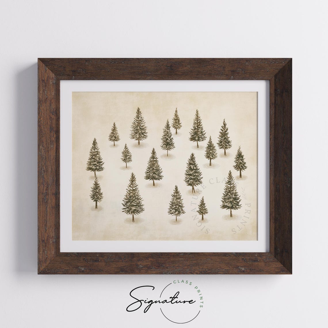 Snowy Pine Trees Pattern Vintage Botanical Winter Forest Poster - Image 5