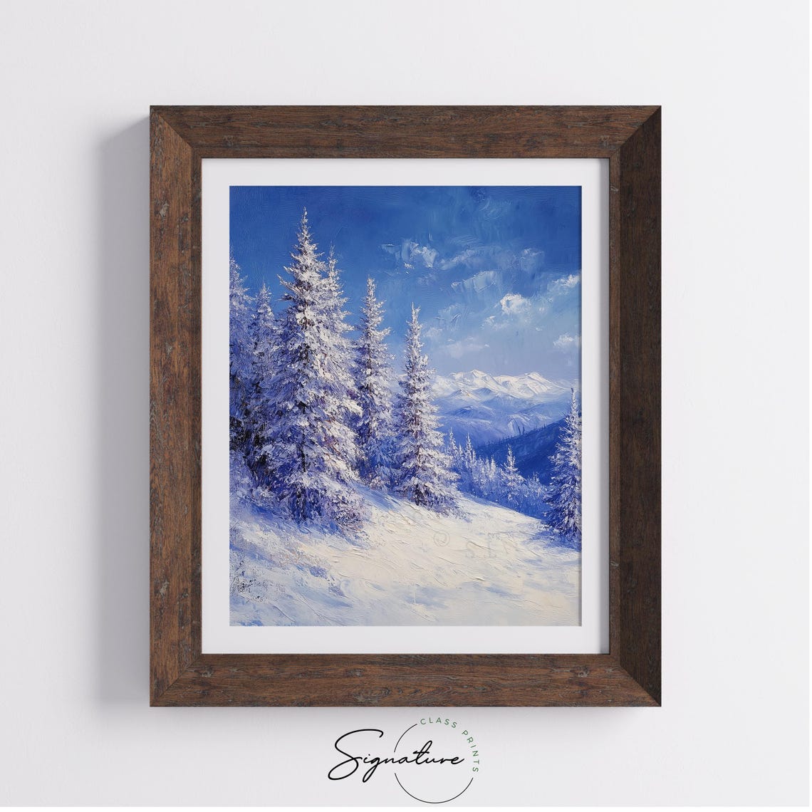 Snowy Cedars On Hillside With Frosty Blue Tones Winter Poster - Image 3