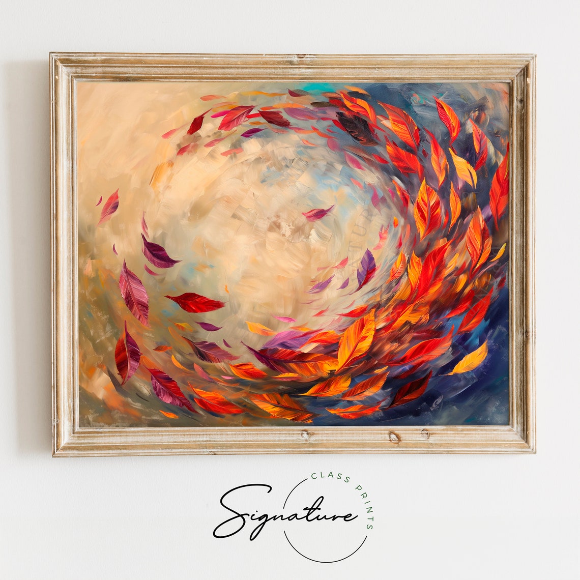 Swirling Autumn Leaves Brisk Wind Impressionist Fall Scene Poster