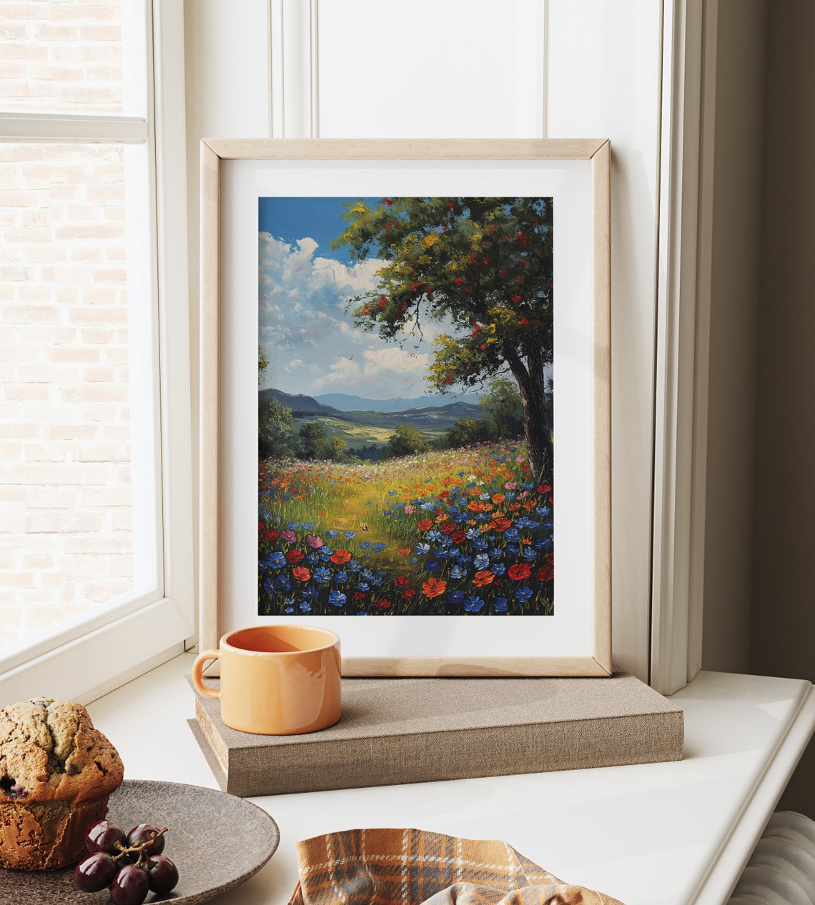 Poppies And Cornflowers Mixed Wildflower Sunny Summer Field Poster - Image 6