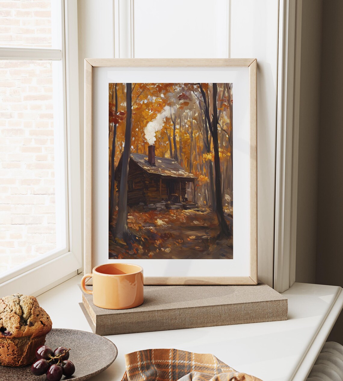 Smoky Chimney Log Cabin Autumn Forest Woodland Retreat Poster - Image 6
