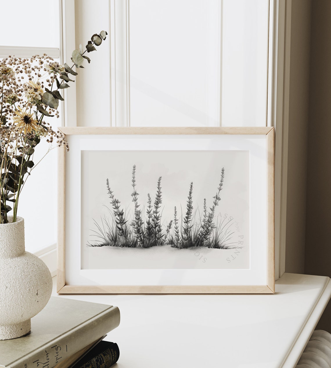 Wild Heather Minimalist Black And White Botanical Sketch Poster - Image 6