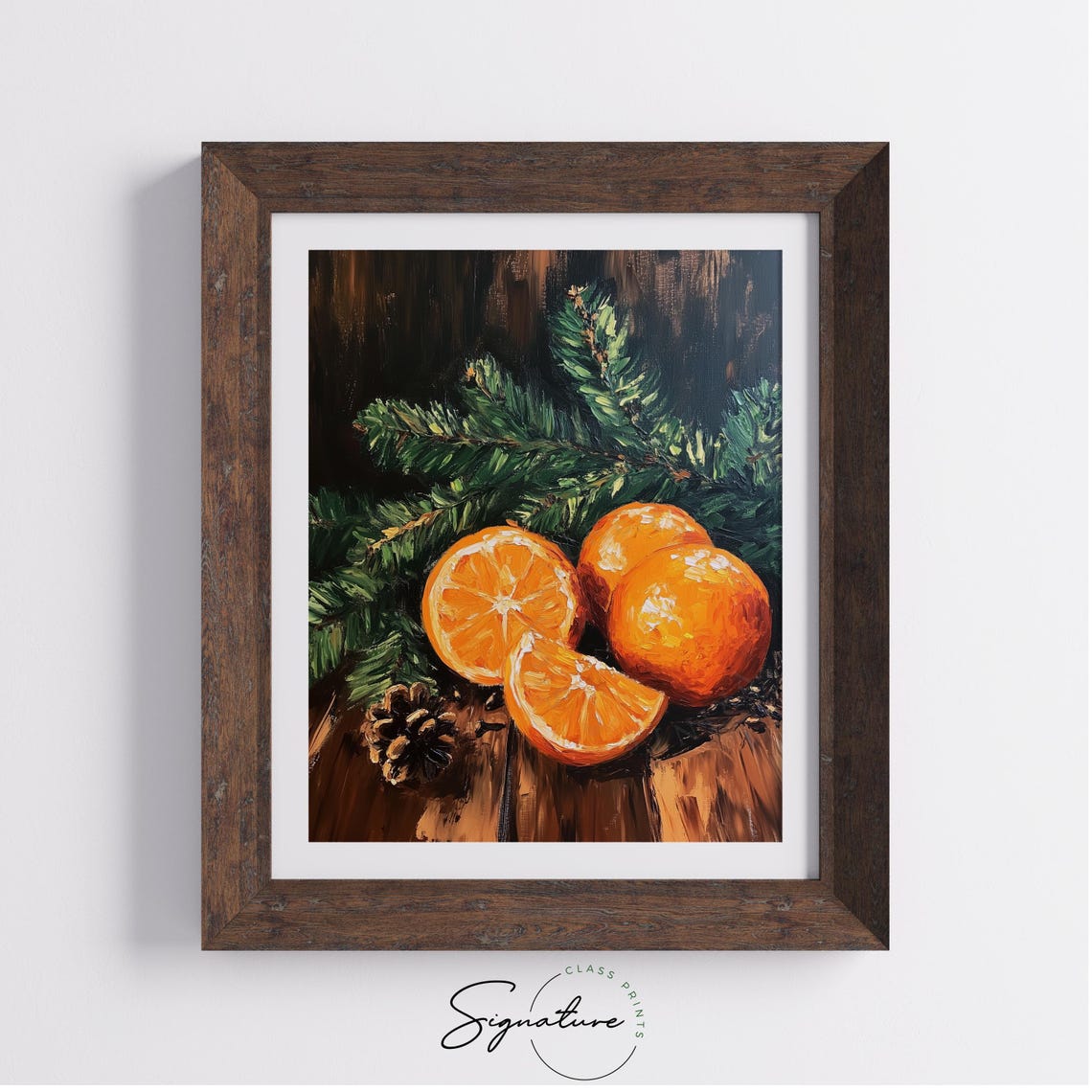 Oranges Pine Branches Painting Holiday Citrus Still Life Decor Poster - Image 4