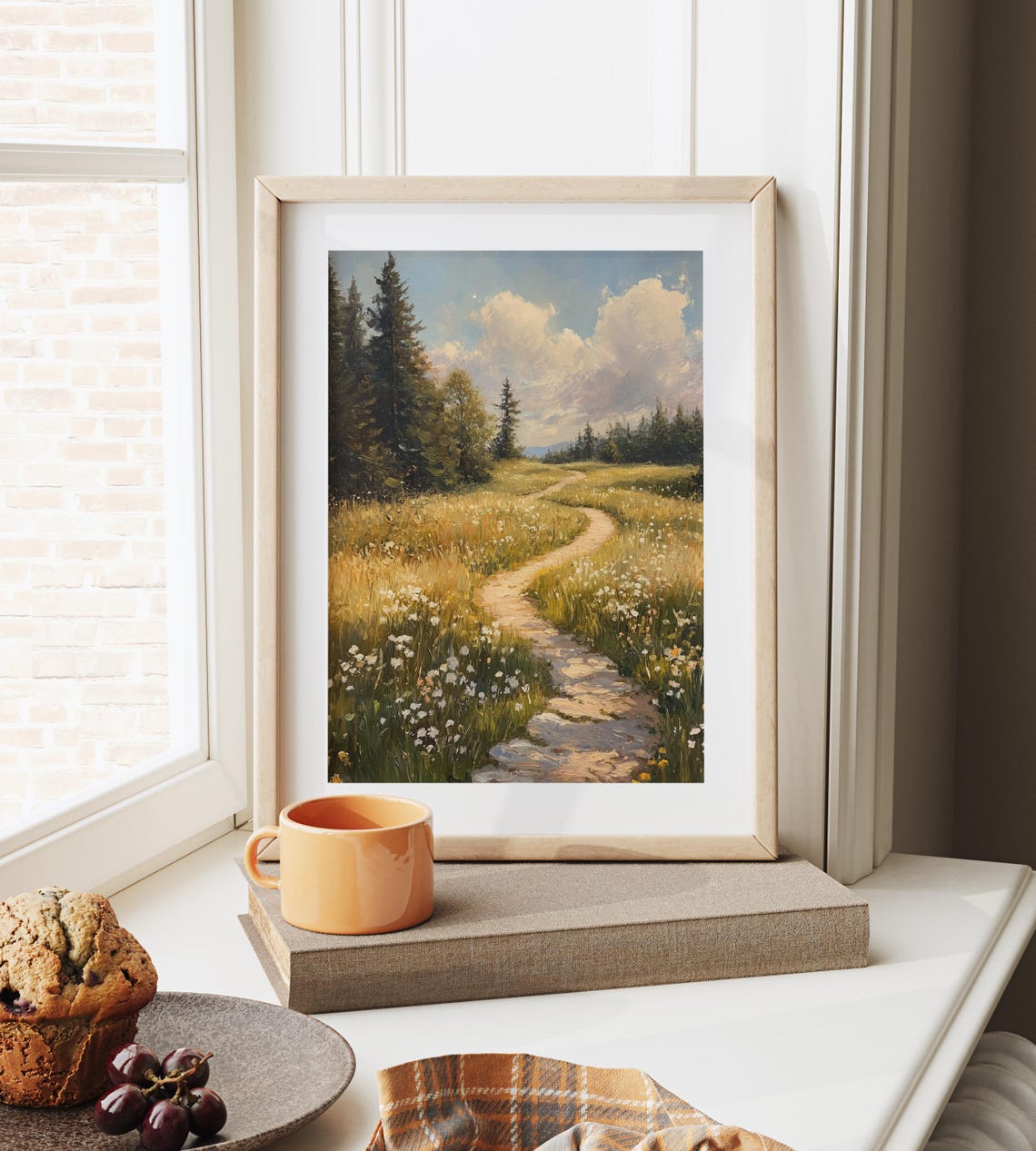 Old Farm Path With Wildflowers Hills Pine Forest Sunny Meadow Poster - Image 6