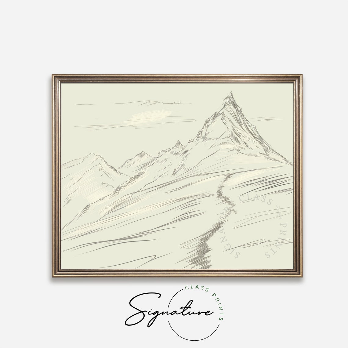 Lonely Mountain Path Monochrome Alpine Winding Peak Sketch Poster - Image 4