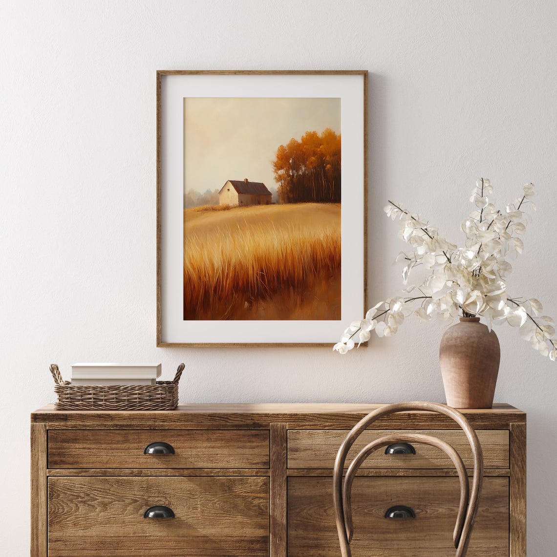 Golden Wheat Field and Old Farmhouse Autumn Landscape Poster - Image 5