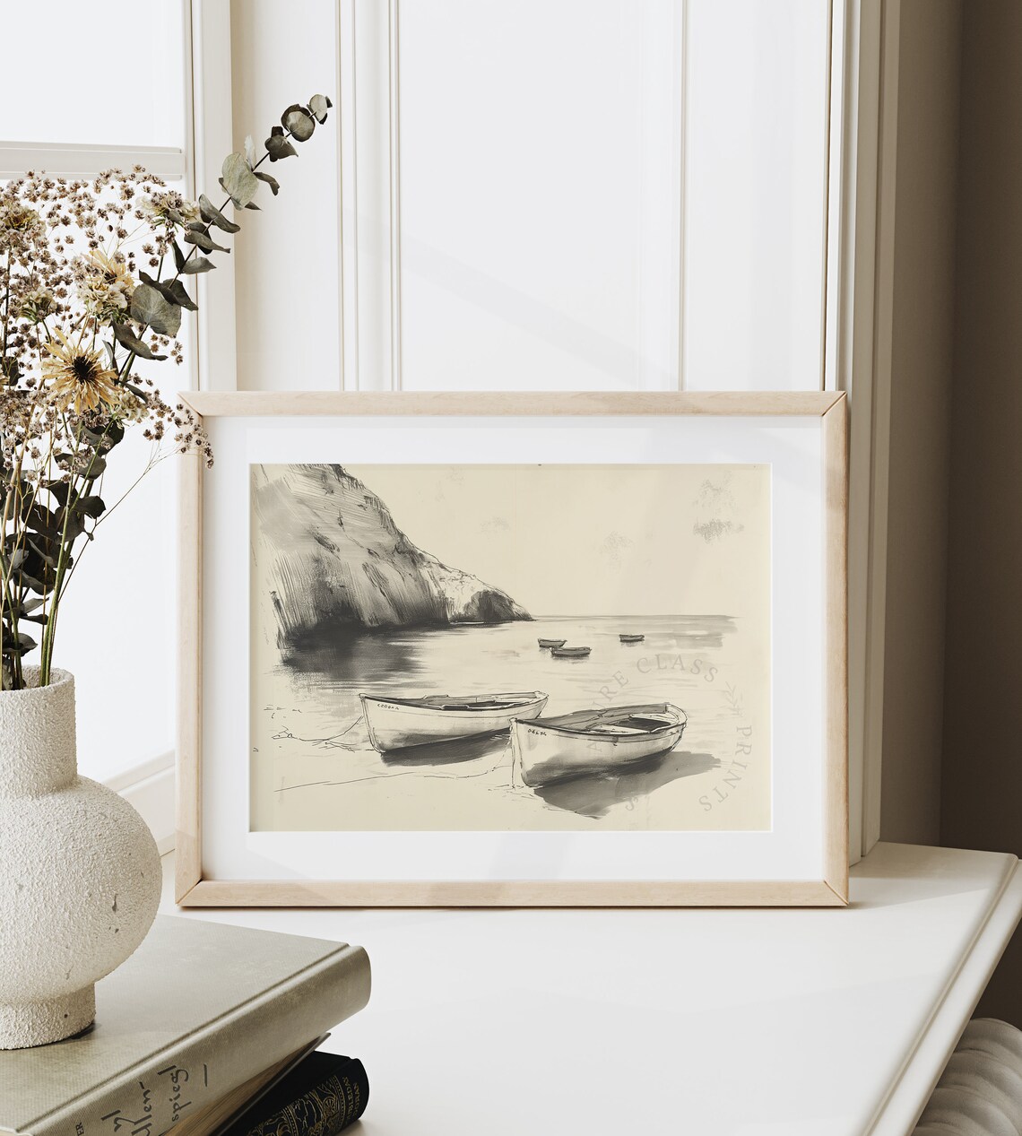 Quiet Cove With Anchored Boats Coastal Sketch Nautical Poster - Image 6