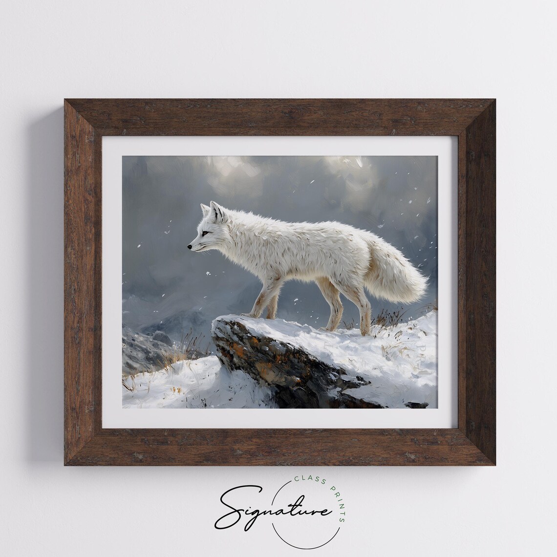 Arctic Fox on Snowy Ridge Mountain Winter Wildlife Art Poster - Image 5