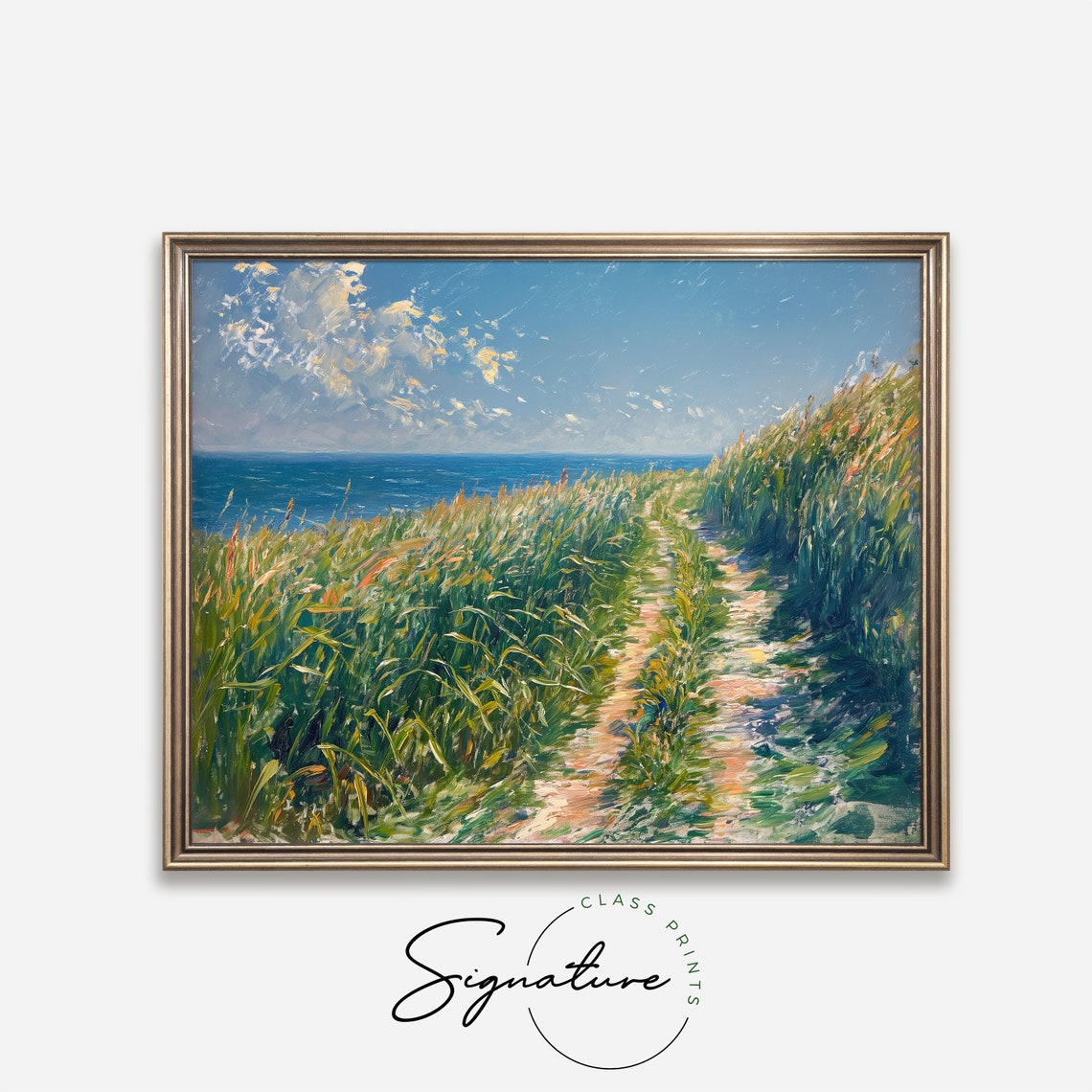 Grassy Dune Path to the Sea Impressionist Coastal Landscape Poster - Image 4