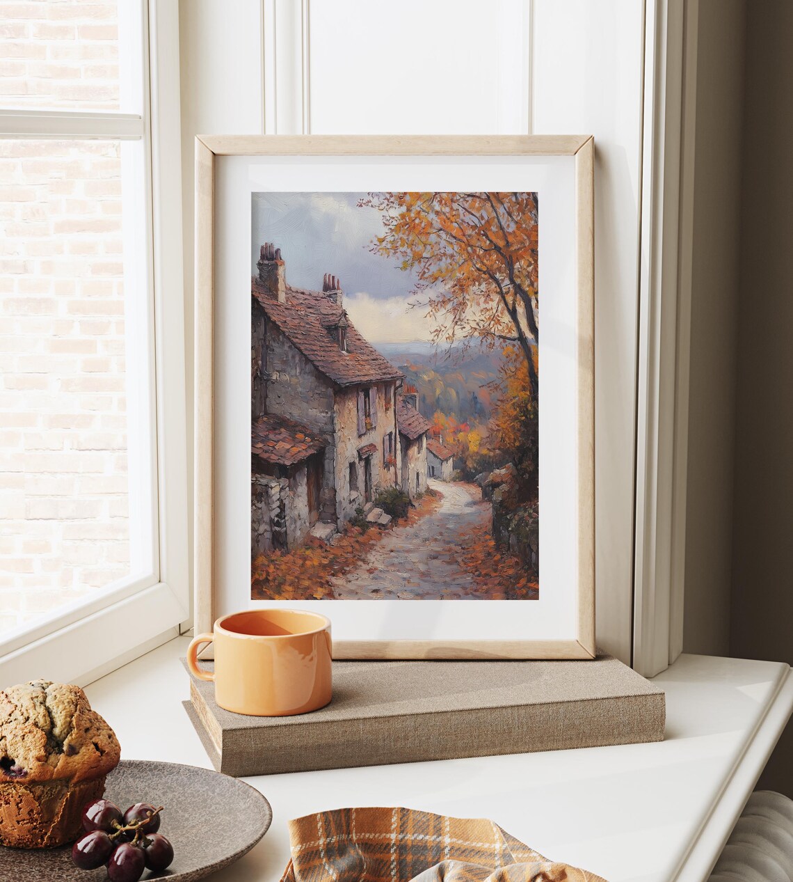 Autumn Village Street Stone Houses Red Roofs Fall Country Lane Poster - Image 6