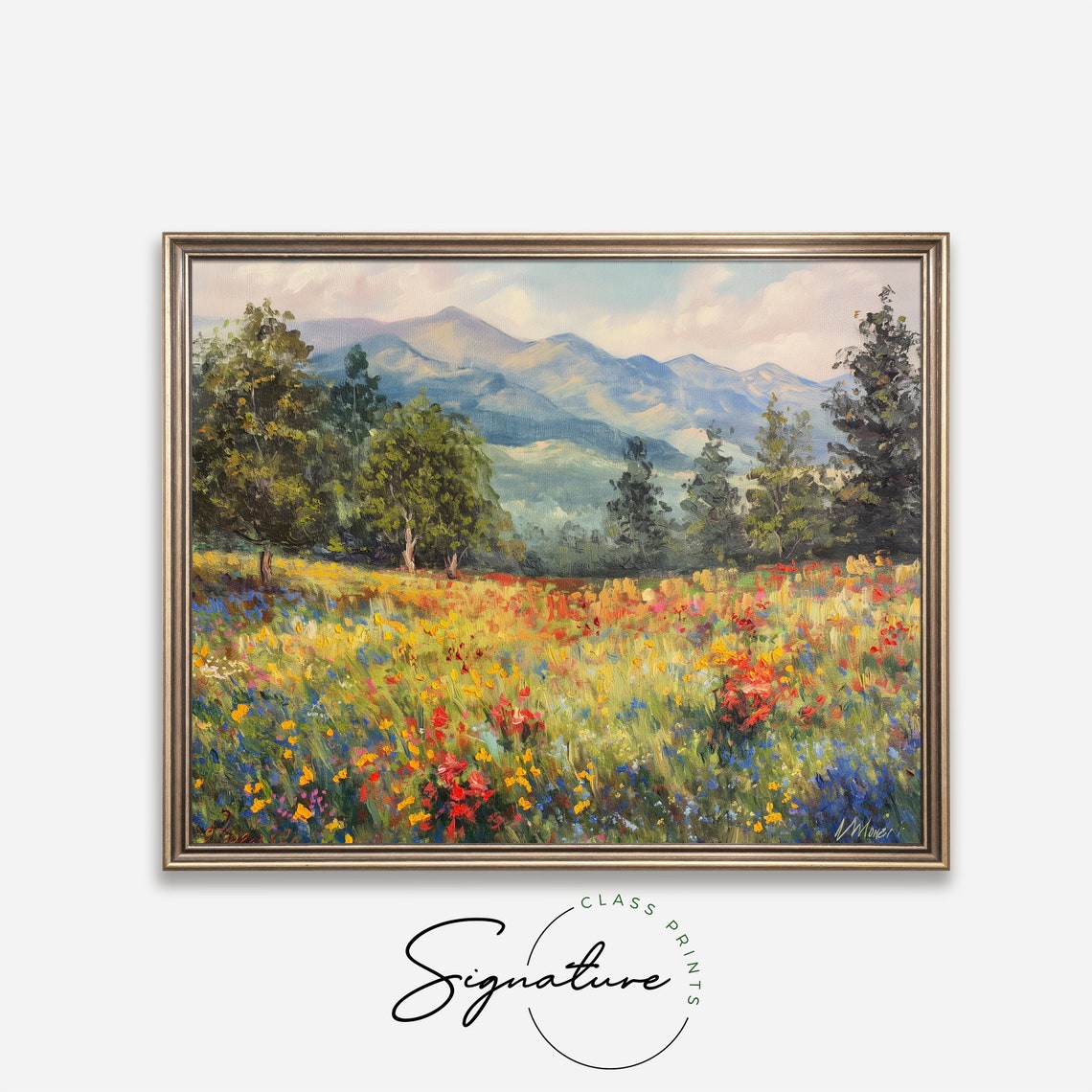 Mountain Meadow In Full Bloom Impressionist Flower Landscape Poster - Image 4