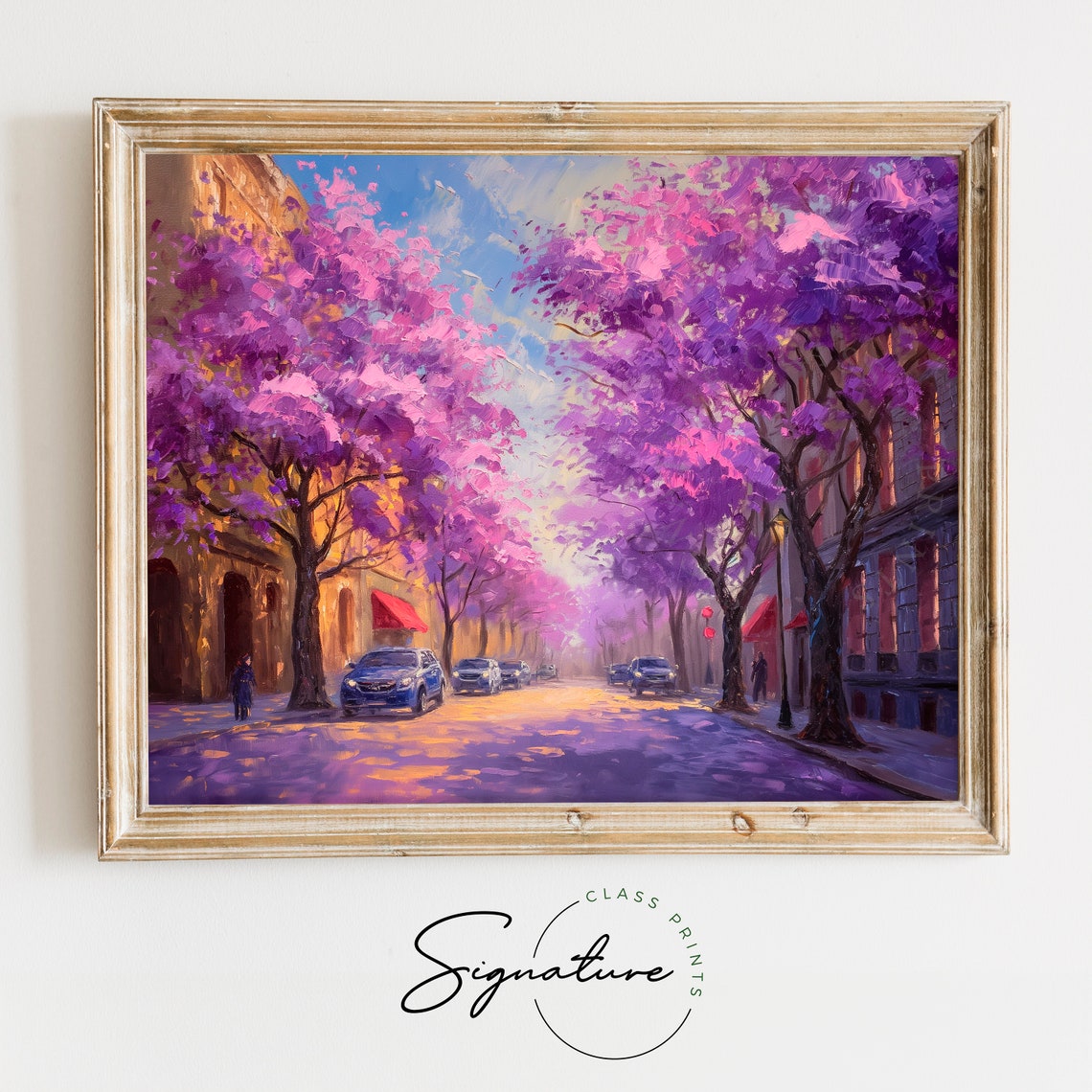 Blooming Jacaranda Trees On European Street Spring City Poster