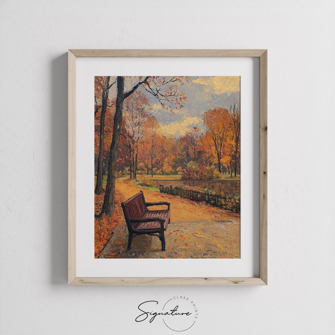Autumn Walk in Urban Park, Vintage Cityscape Art Print - Image 3