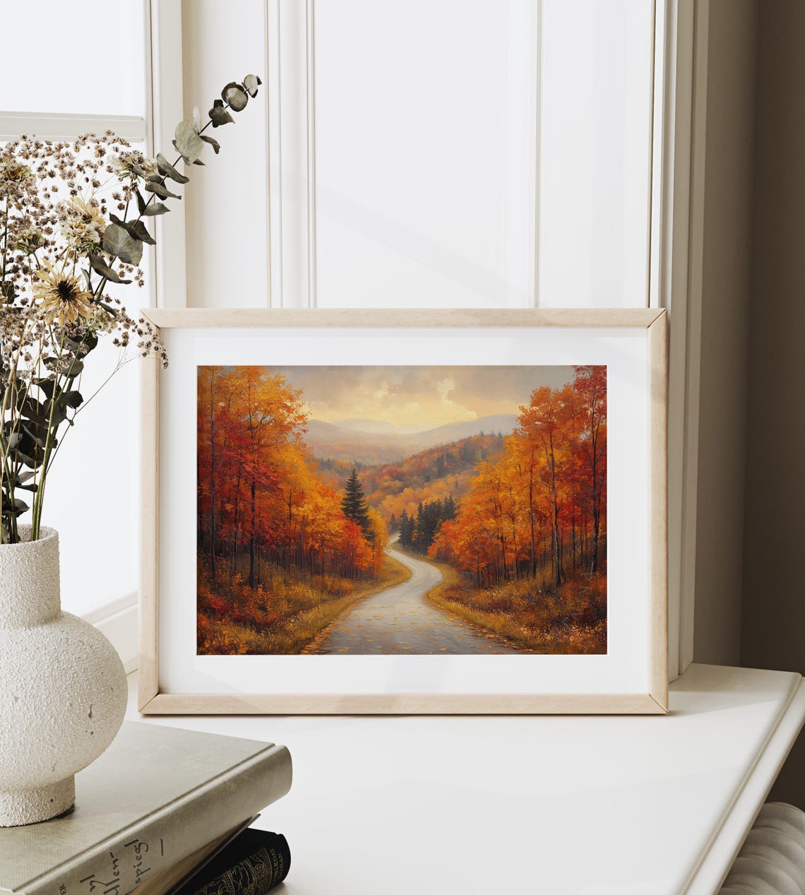 Winding Road Through Red Orange Autumn Woodland Fall Hills Print - Image 6