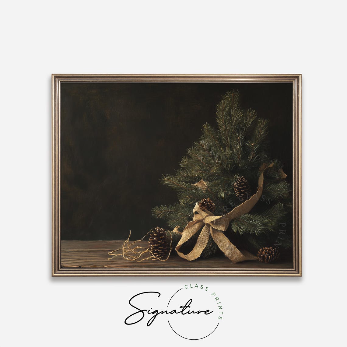 Pine Branch Bundle With Burlap Bow And Pinecones Rustic Poster - Image 4