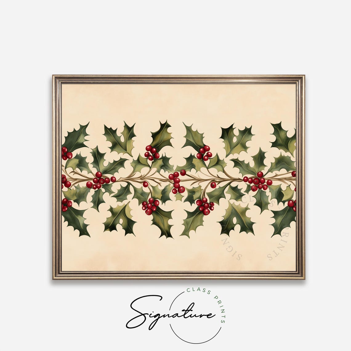 Elegant Holly Garland With Red Berries Botanical Christmas Poster - Image 4