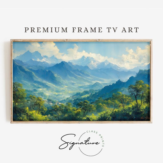 Vibrant Forest Landscape Tv Art Mountain View Frame Tv Art Nature Scene Rustic Wall Decor 3495