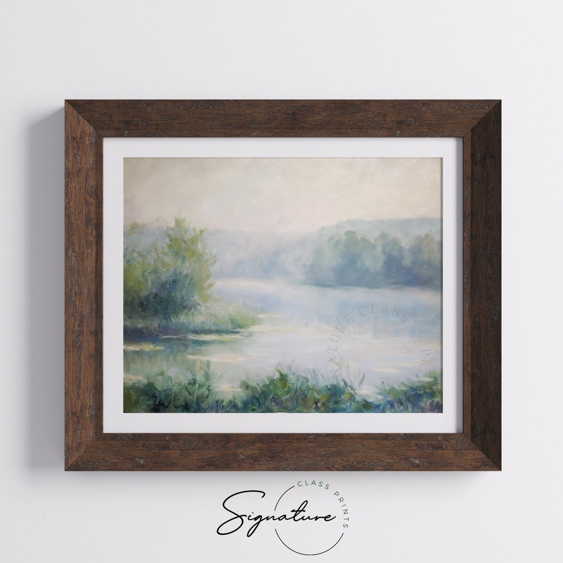 Misty Lake Oil Painting Soft Pastel Impressionist Waterscape Poster - Image 5