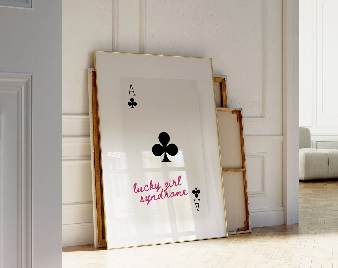 Lucky Girl Syndrome Pink Playing Cards Art Print - Image 2