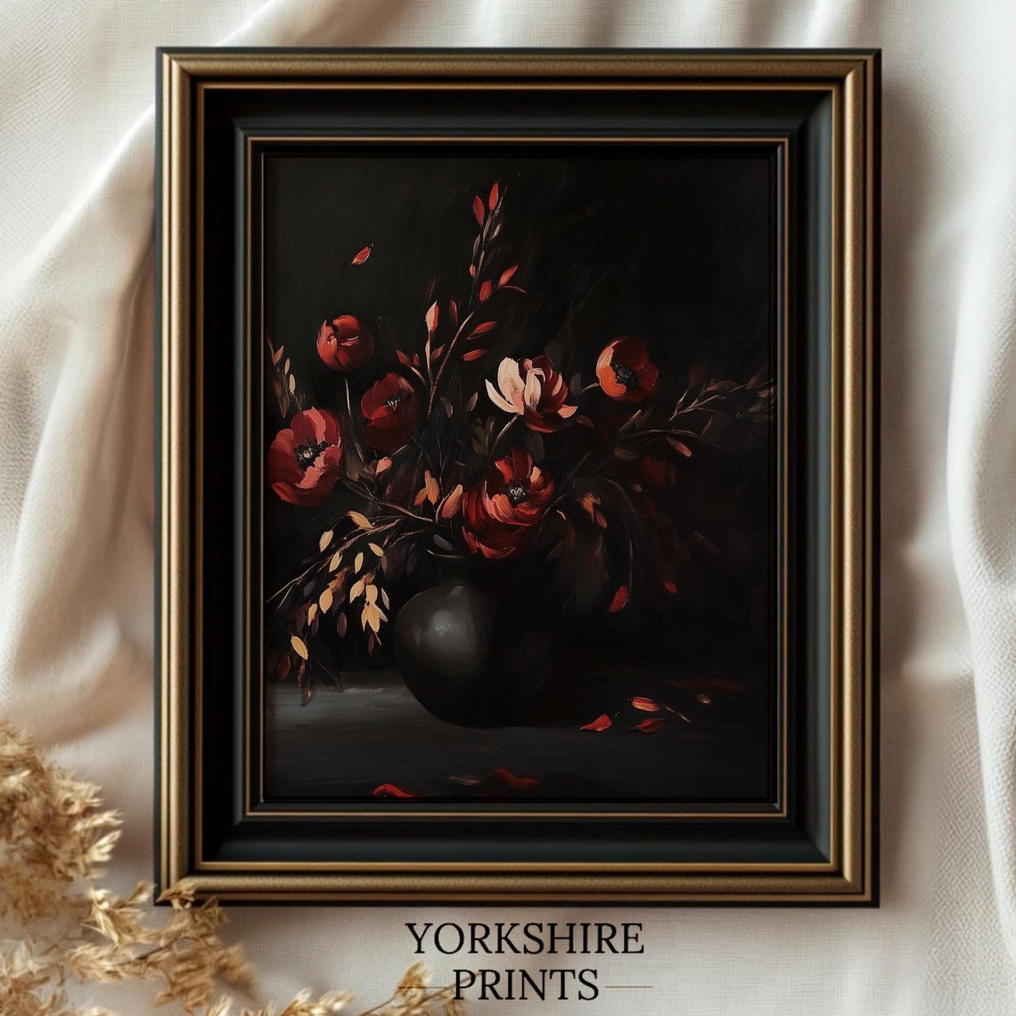 Moody Flower Print Moody Floral Wall Art Dark Academia Print Antique Moody Oil Painting Vintage Flower Painting Dark Botanical Art