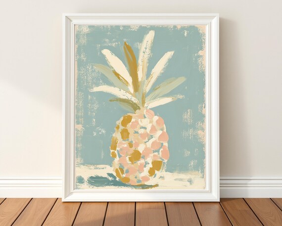 Pastel Pineapple Tropical Kitchen Art Print