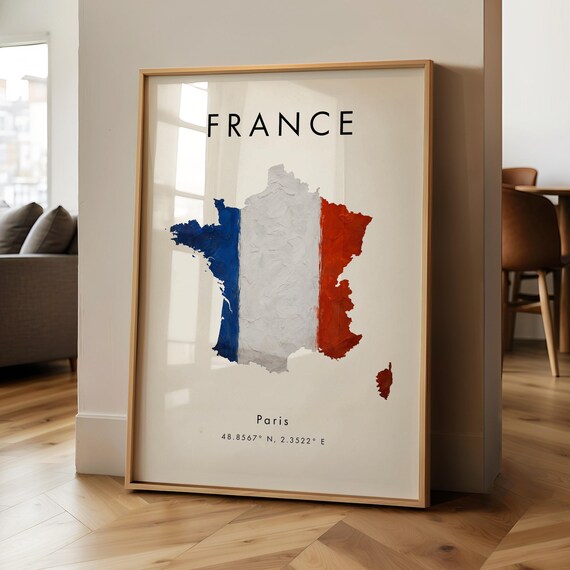 France Map Printed Poster Flag Painting Europe Wall Art Print Home Decor Geography Gift Wallpaper