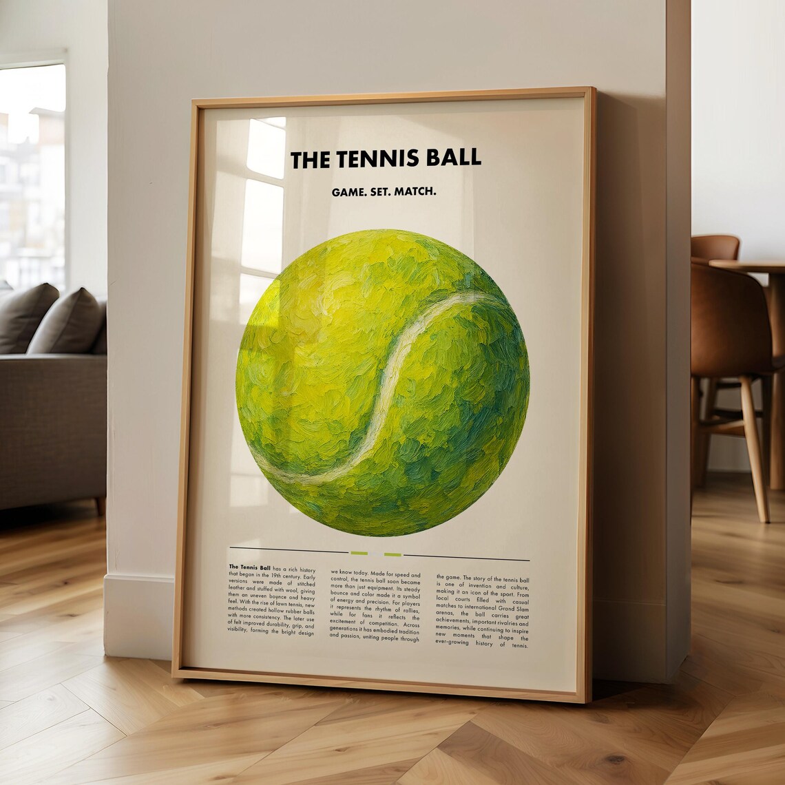 Tennis Ball Vintage Style Art Print, Sports Decor