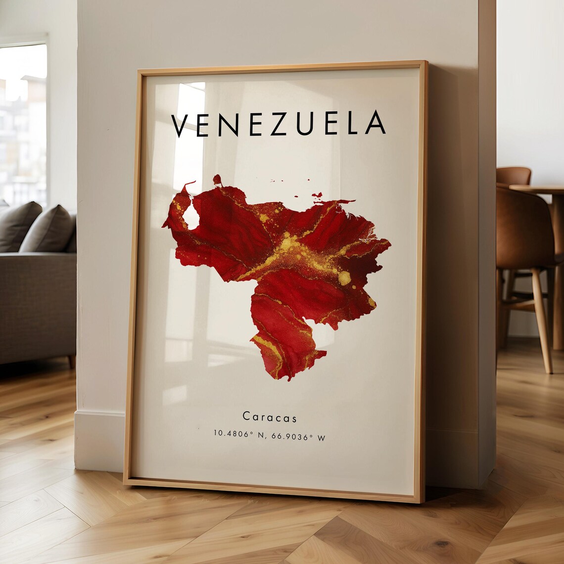 Venezuela Map Travel Poster, South America Wall Art