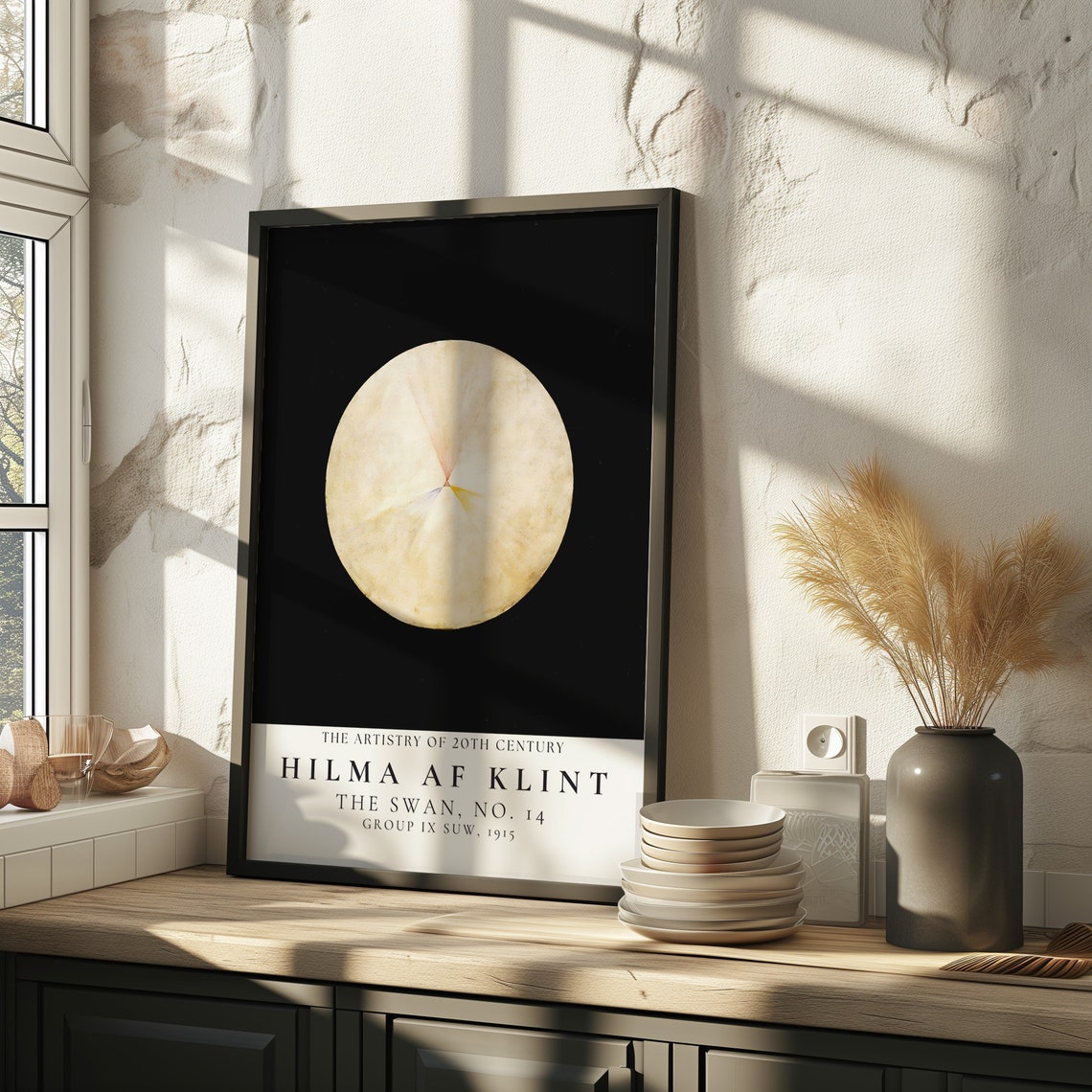 Hilma af Klint Swan No 14 Ivory Moon Circle Black Cosmic Poster - Image 3