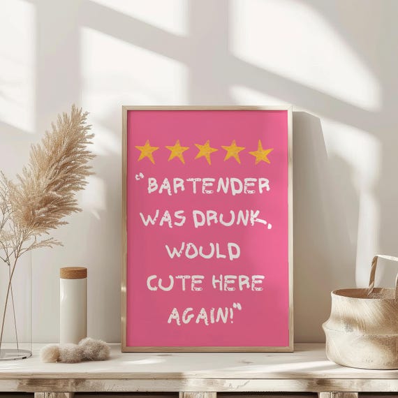 Bartender Was Drunk Wall Art Therapy Print Vintage Bar Cart Retro Wall Art Aesthetic Kitchen Decor Poster College Apartment Decor Funky
