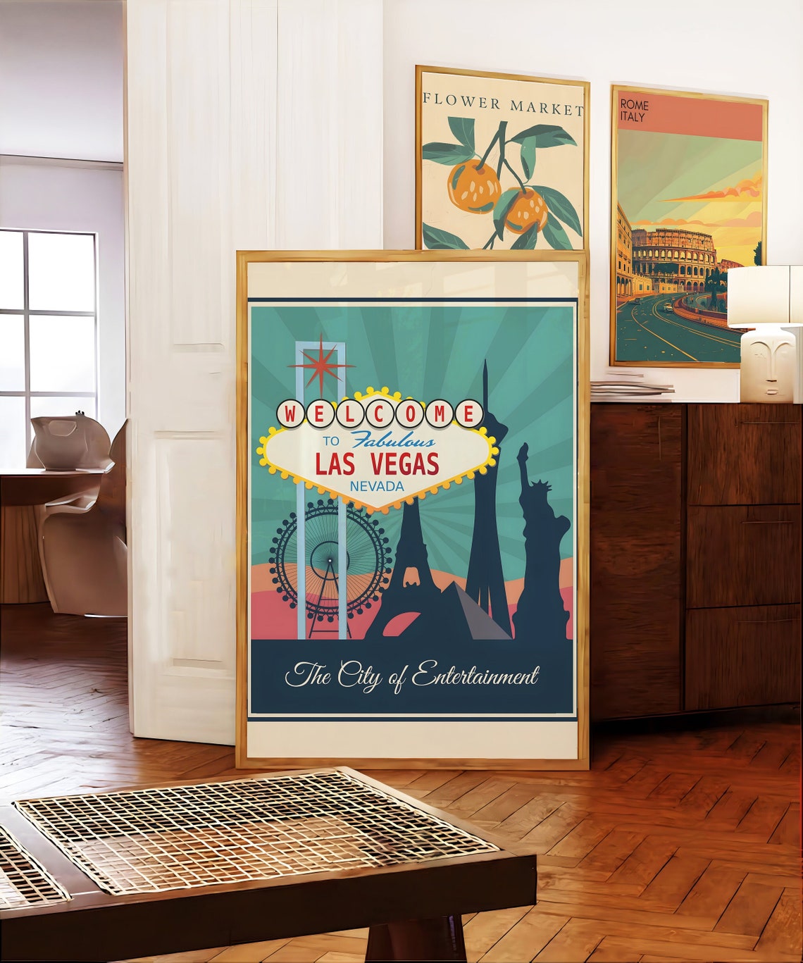 Welcome to Fabulous Las Vegas Nevada Retro Travel Art Poster