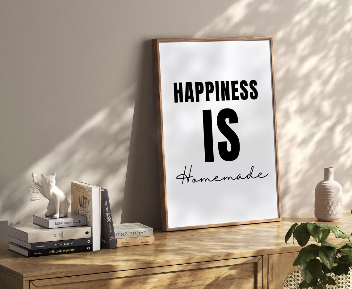 Happiness Is Homemade Bold Typography Kitchen Quote Art Poster - Image 2