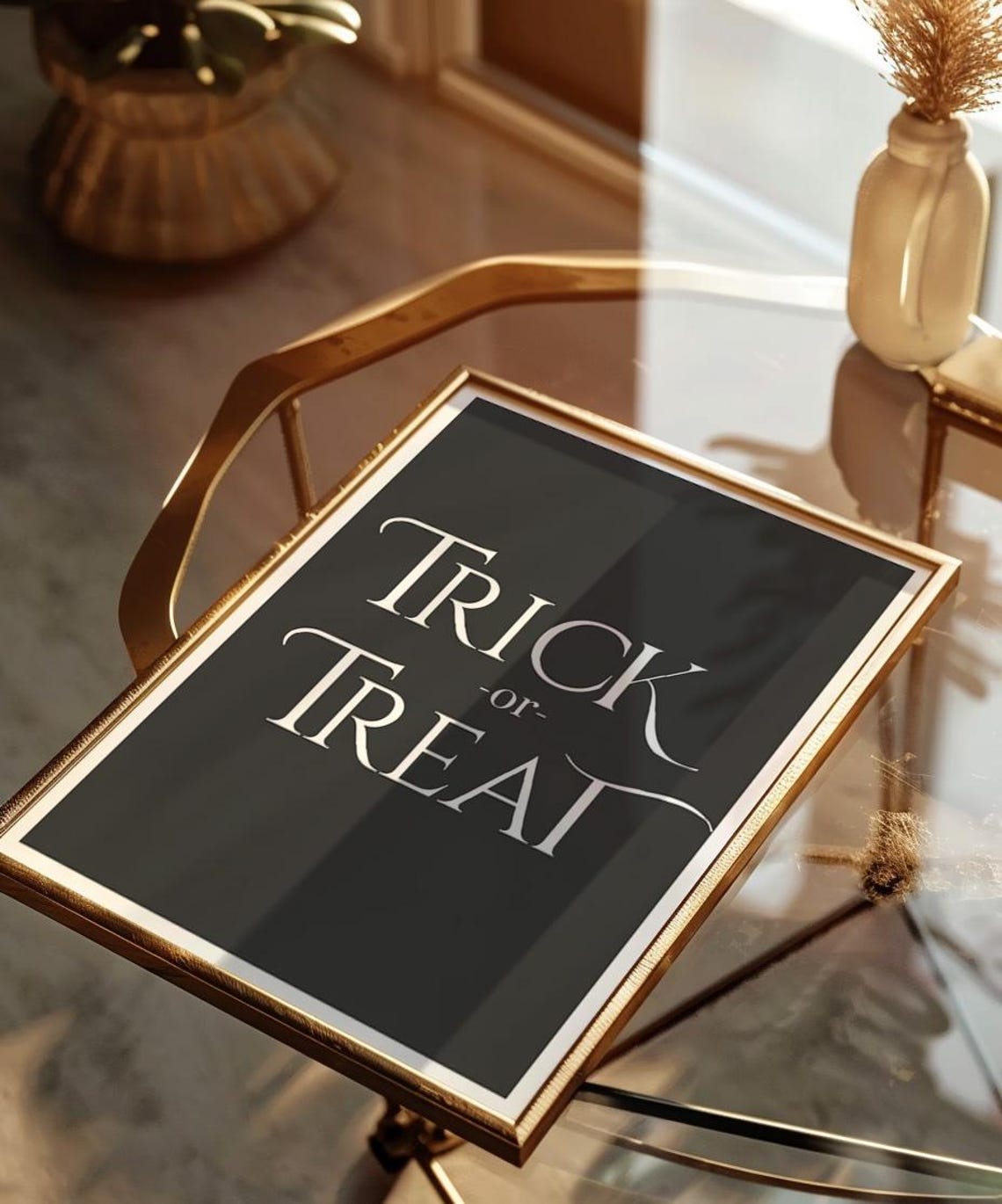Elegant Trick or Treat Black and White Halloween Serif Poster - Image 3