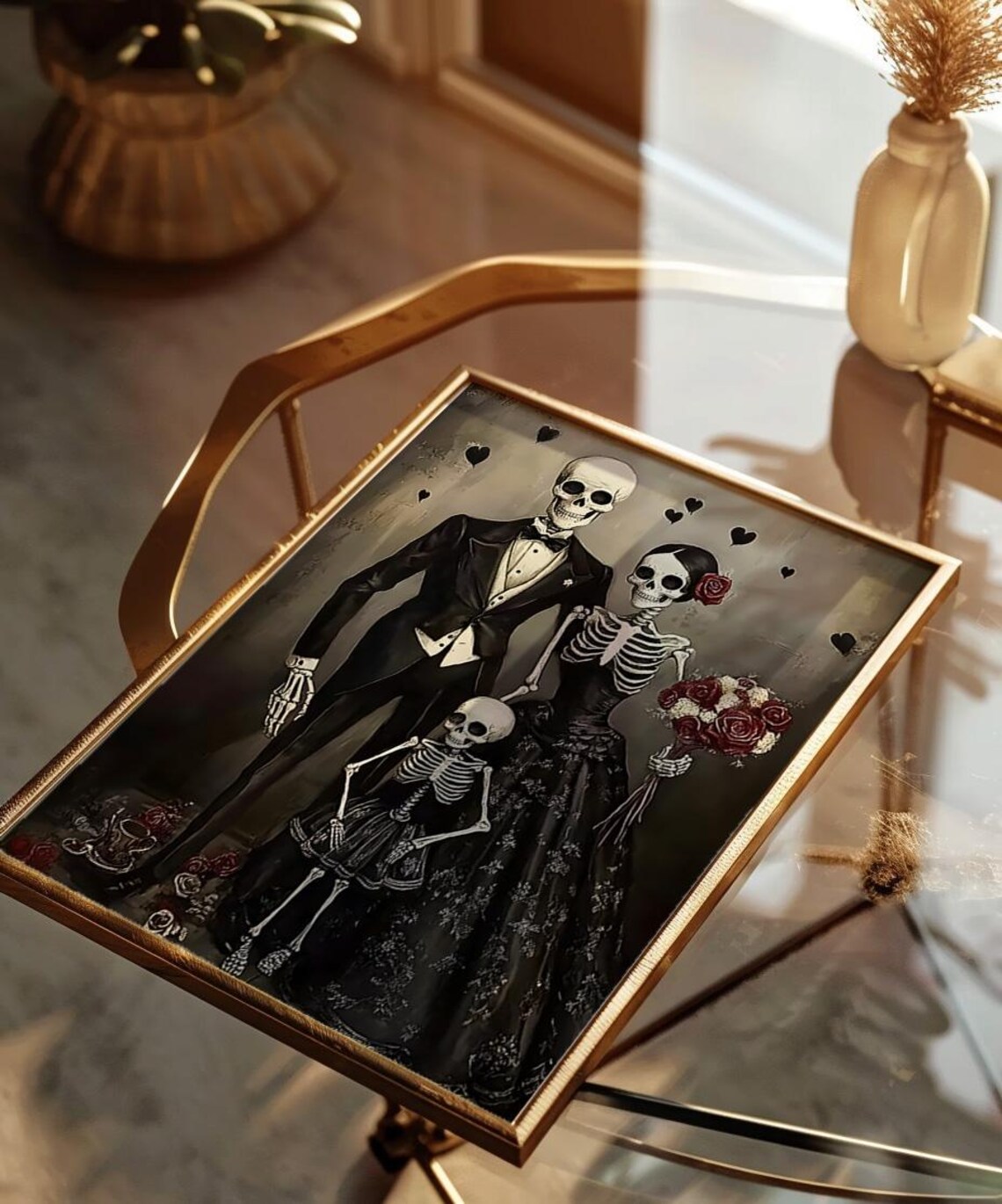 Skeleton Family Gothic Wedding Portrait Day of the Dead Poster - Image 3