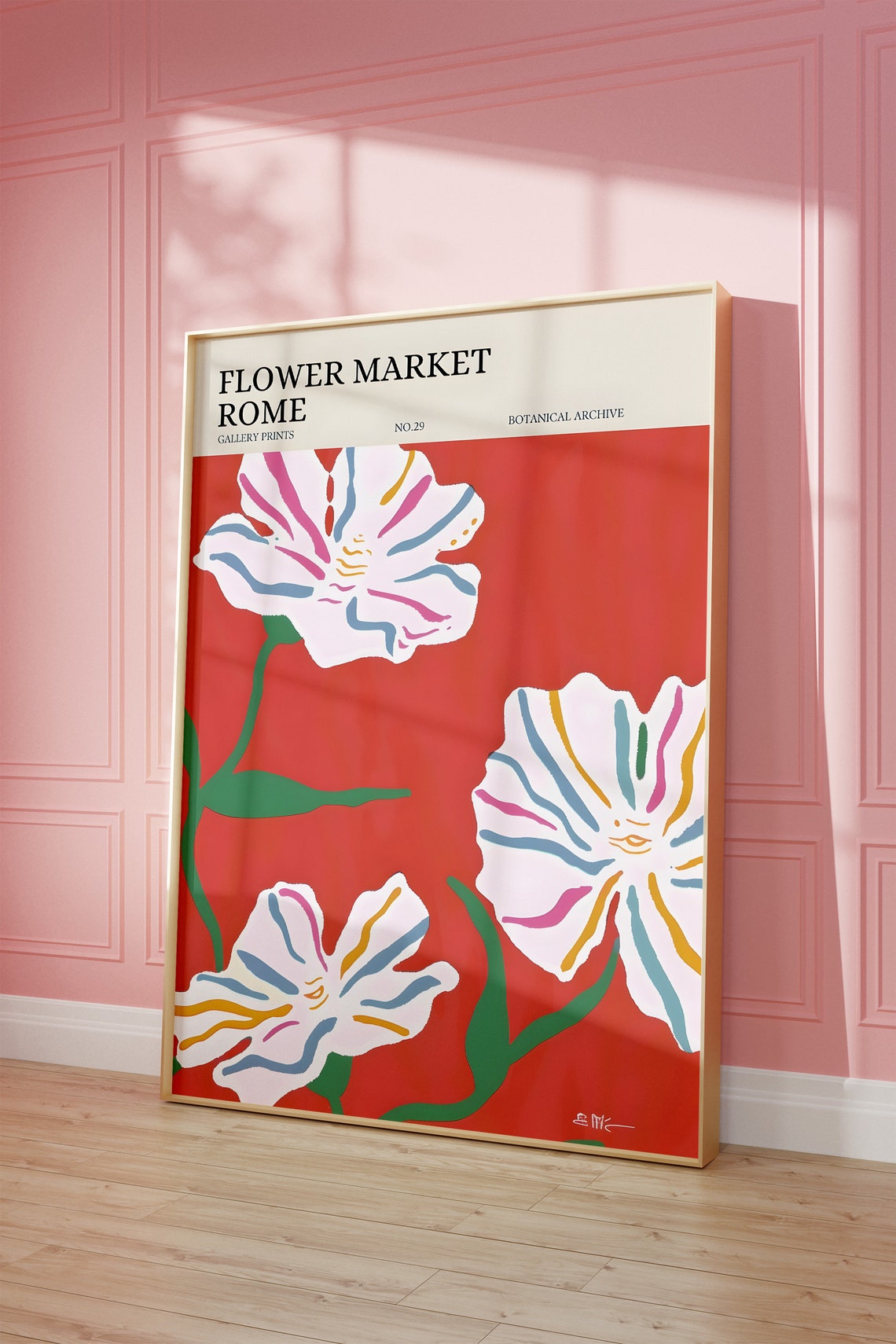 Rome Flower Market Colorful Abstract Botanical Gallery Art Print