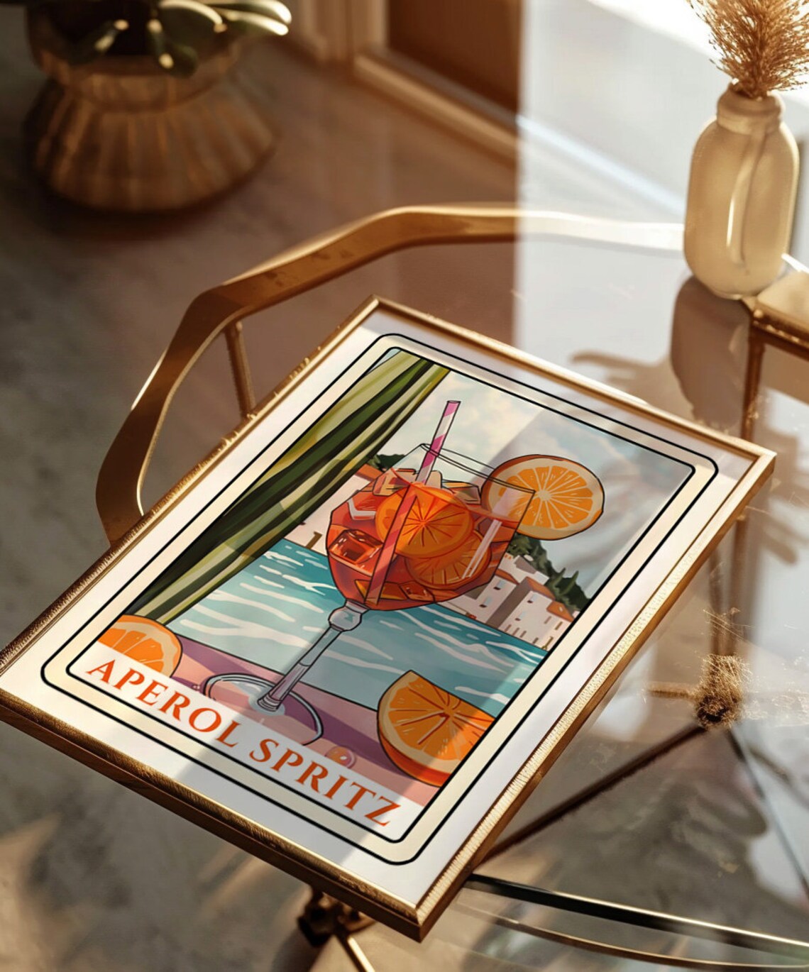 Aperol Spritz Retro Cocktail Poster Art Deco Orange Seaside Drink Artwork - Image 2