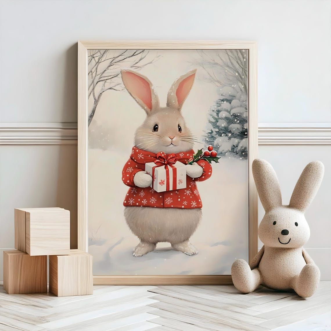 Bunny Nursery Decor Baby Room Wall Art Nursery Decor Prints Animal Boho Kids Room Decor Instant Playroom Print - Image 2