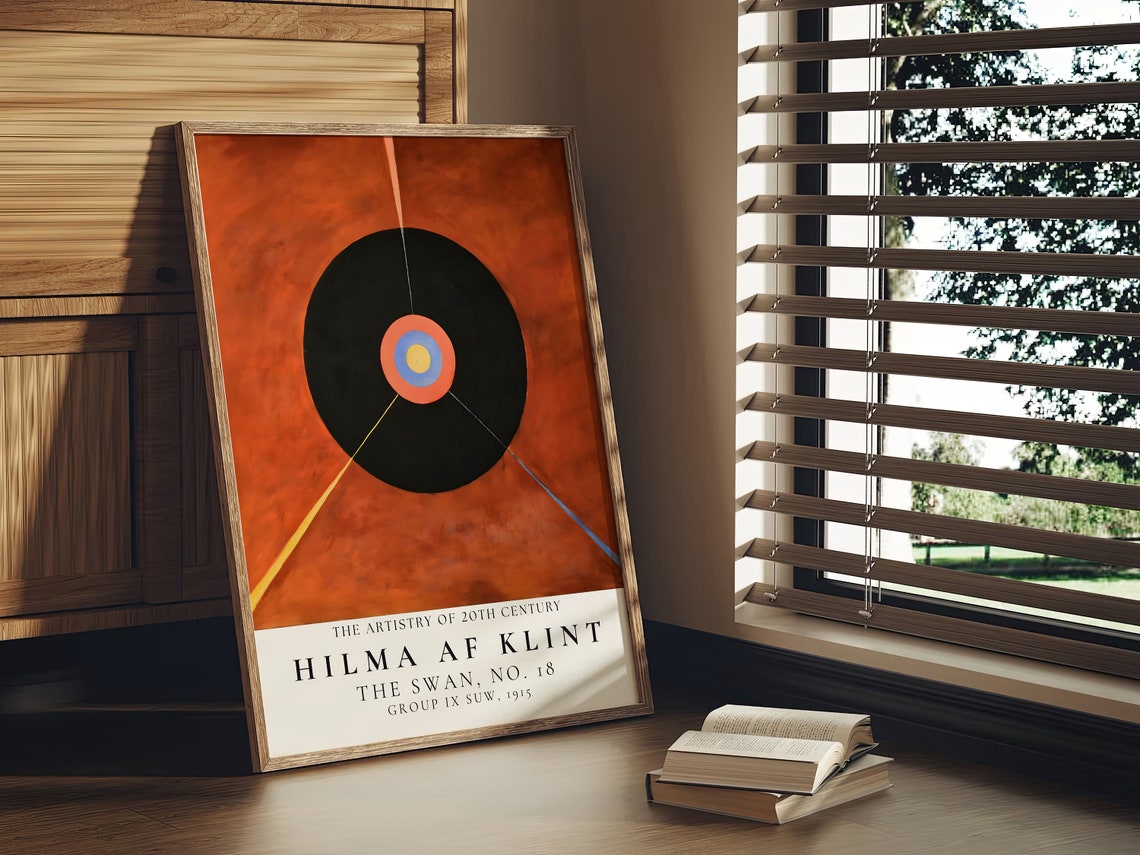 Hilma af Klint Swan No 18 Black Disc Rust Orange Abstract Poster - Image 2