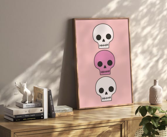 Halloween Skull Vintage Wall Art Dark Academia Decoration Print Retro Decor Trendy Apartment Moody Poster Instant