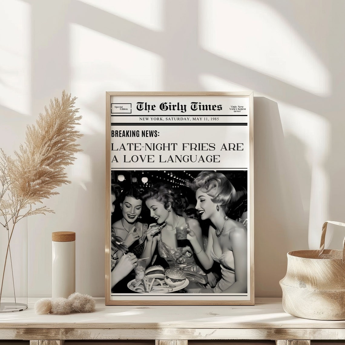 Late Night Fries Are A Love Language Girly Times Newspaper Print