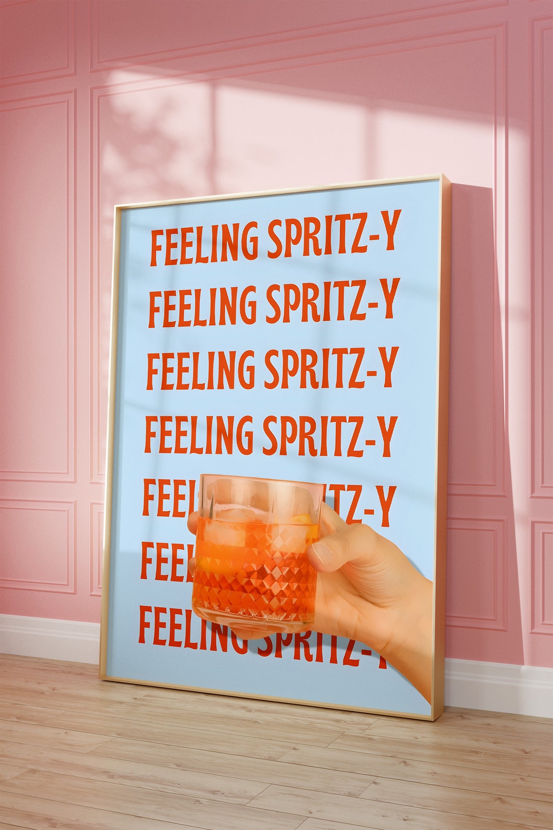 Feeling Spritz Y Retro Orange Cocktail Bar Cart Quote Poster