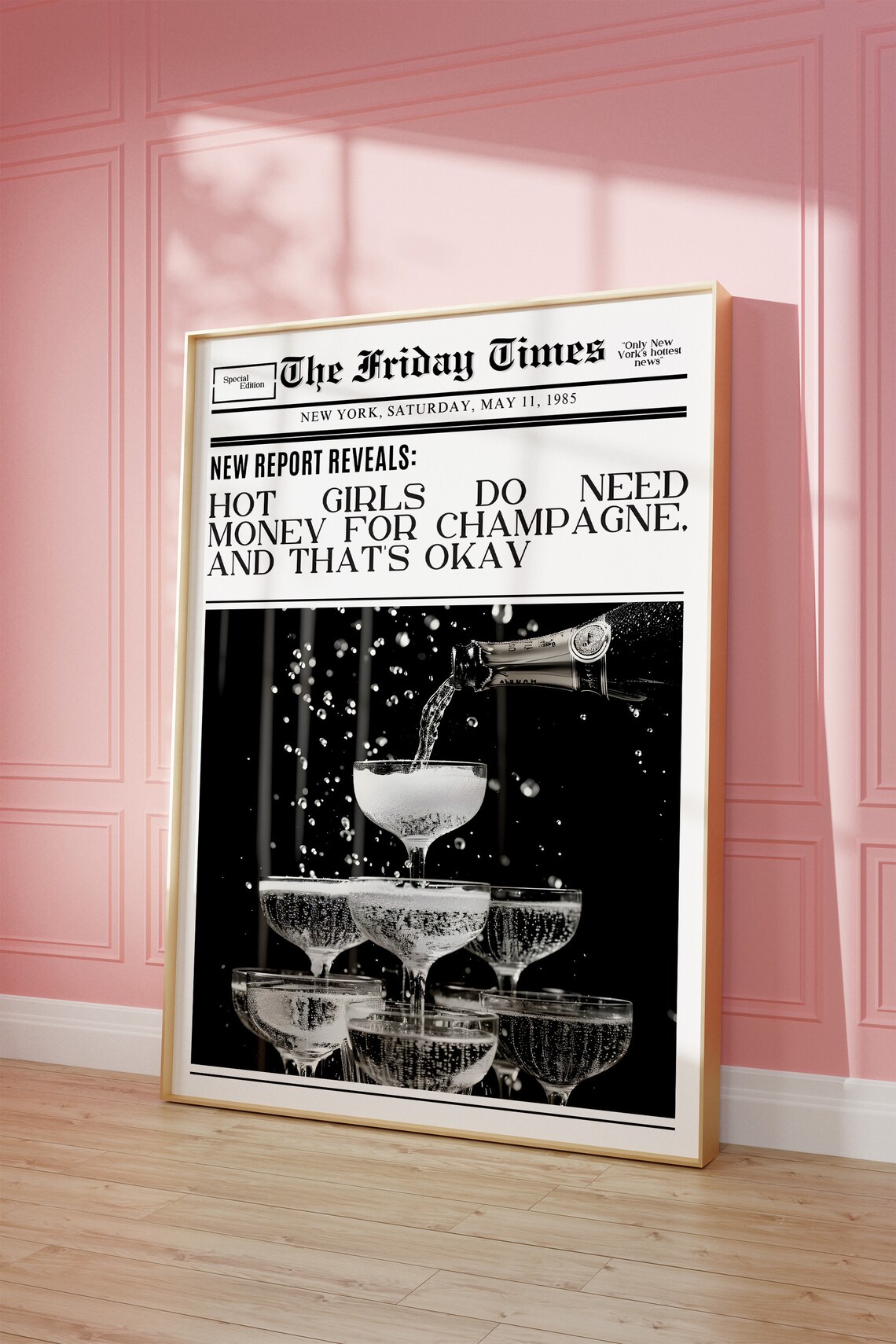 Hot Girls Money For Champagne Friday Times Vintage Newspaper Print - Image 2